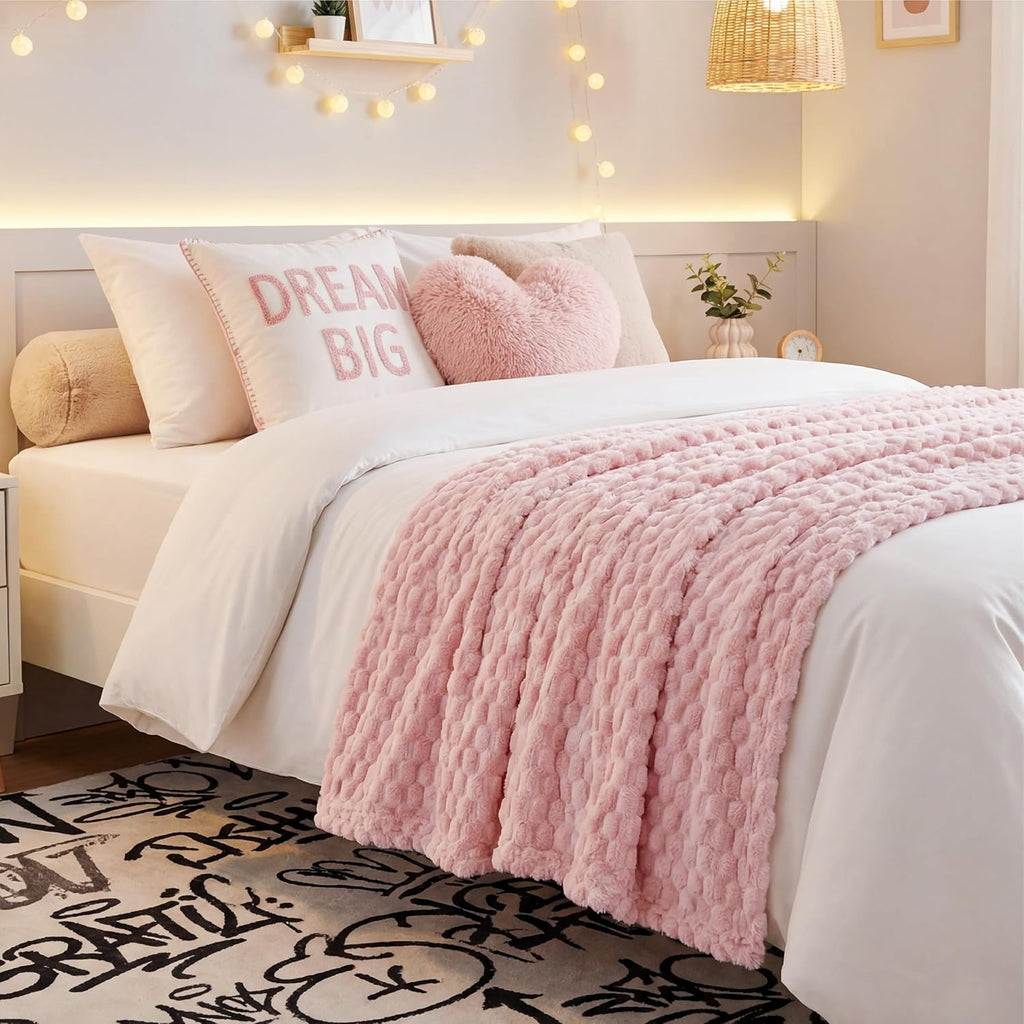 Pink Throw Blanket, GentleSoft Cute Fleece Soft Cozy Gifts for Women Girls, 50x60 Inches