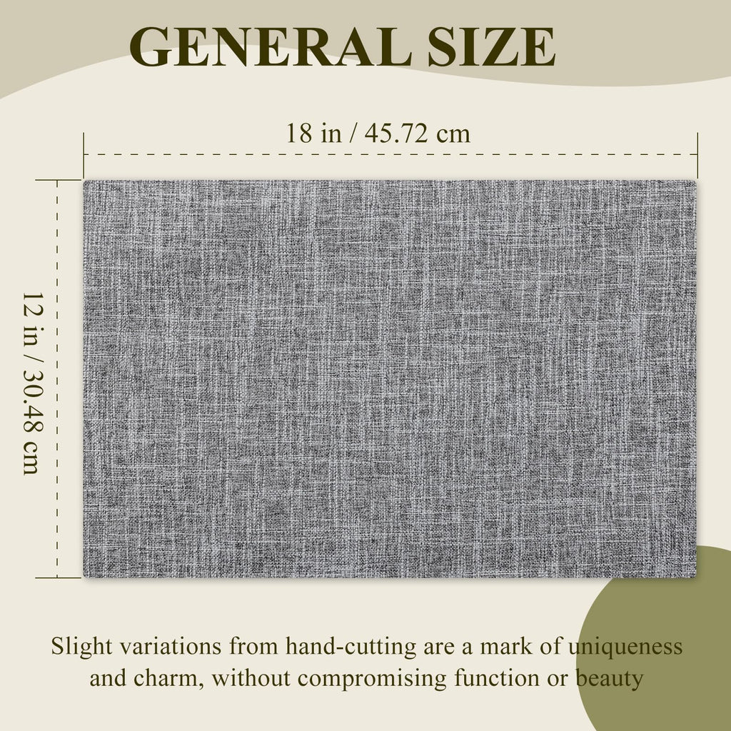 Placemats Set of 6, Durable Dual-Layer Fabric Table Mats, Light Gray