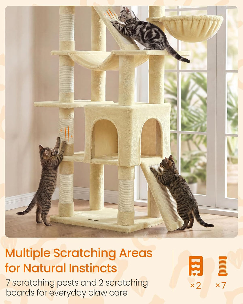 Large Cat Tree, 81.1" Tall Sturdy Cat Tower for Indoor, Beige