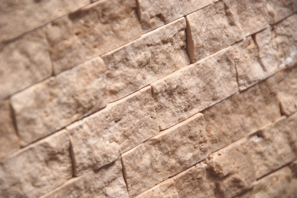 Light 1 X 2 Split Face Travertine Mosaic Tile