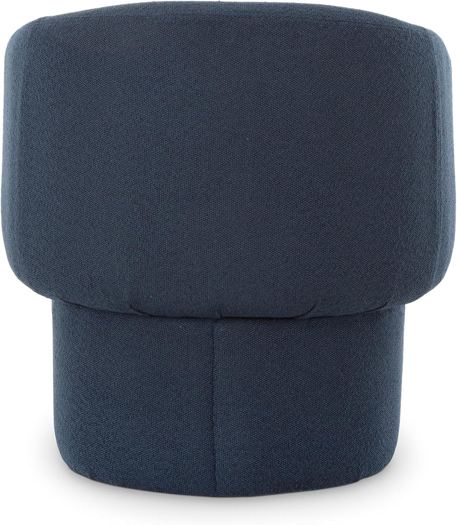 Sylvie Accent Chair, Art Deco Curved Design, Recycled Polyester Upholstery, Dark Indigo