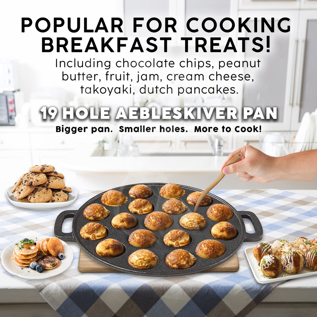 Cast Iron Aebleskiver Pan/Ebelskiver Pan/Ideal for poffertjes pan (19 Hole)