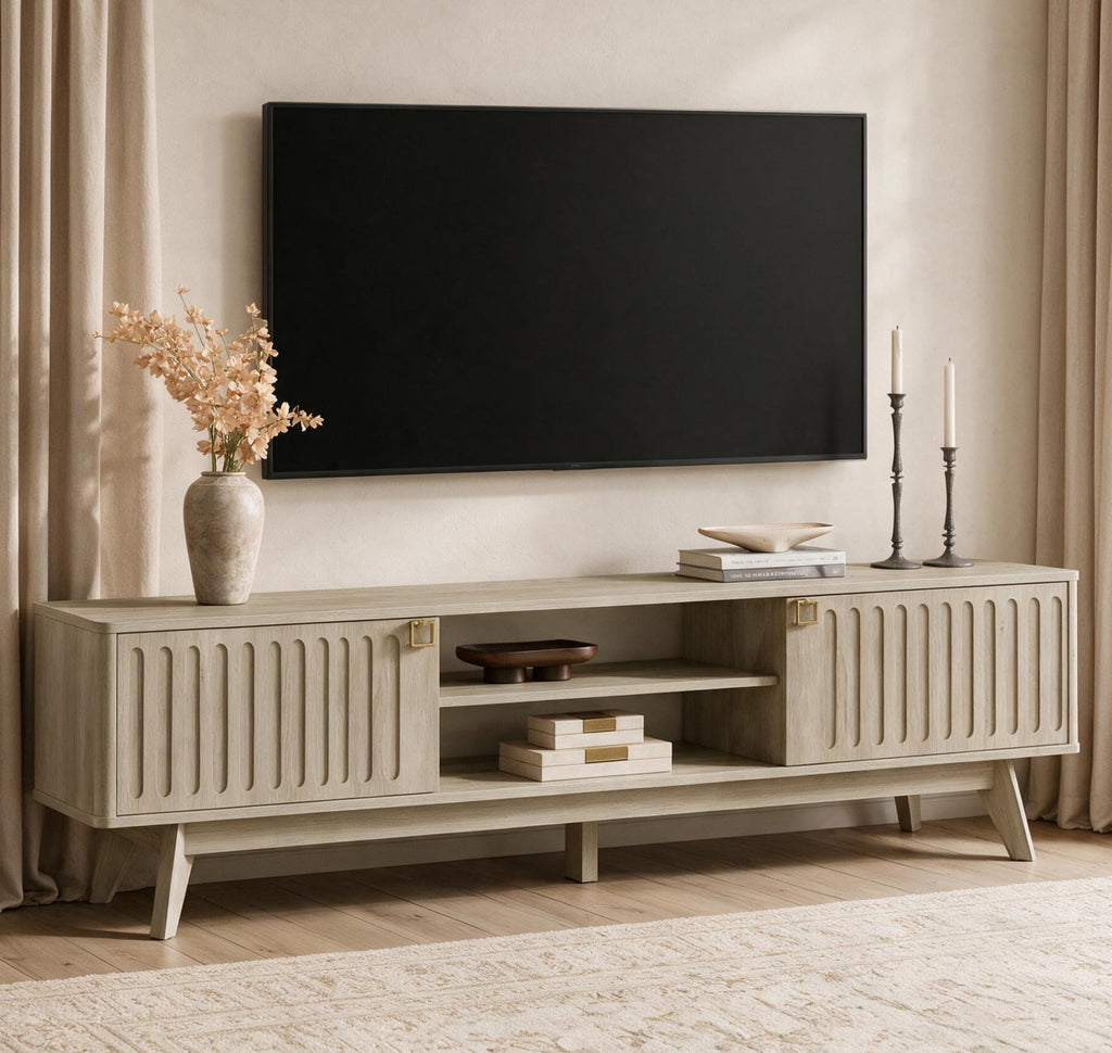 Fluted Modern TV Stand, 70" TV Console
