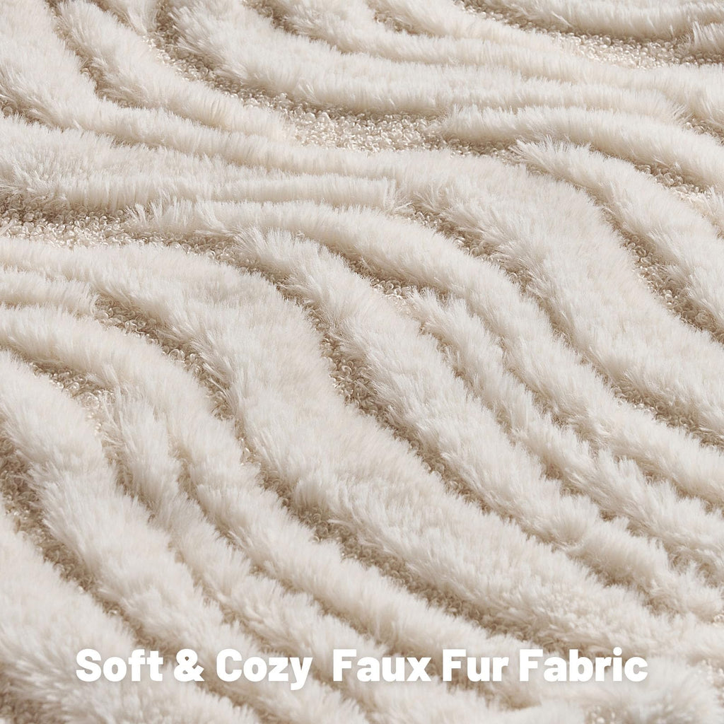 Pack of 2 Faux Fur Throw Pillow Covers 20x20 Inch, Cream