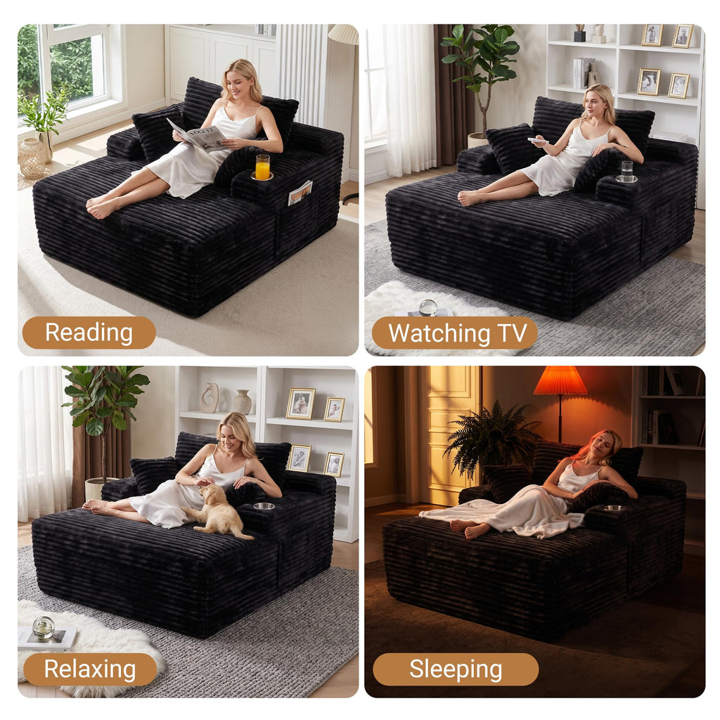 Oversized Boneless Chair, Chaise Lounge Chair Indoor, Black