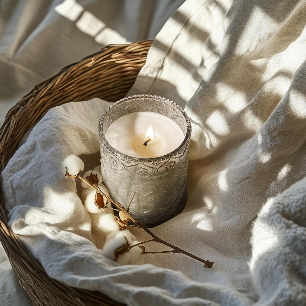 Linen Cotton Clean Scented Candles, Soy Wax, 40 Hrs - Set of 6