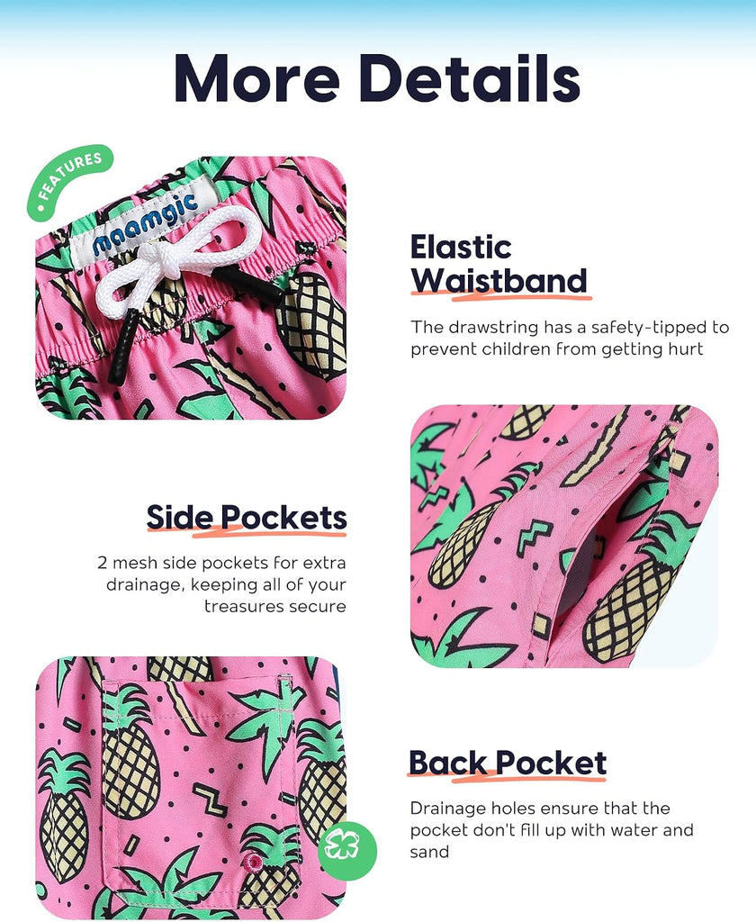 Boys Swim Trunks with Compression Liner Toddler Stretch Swim Shorts
