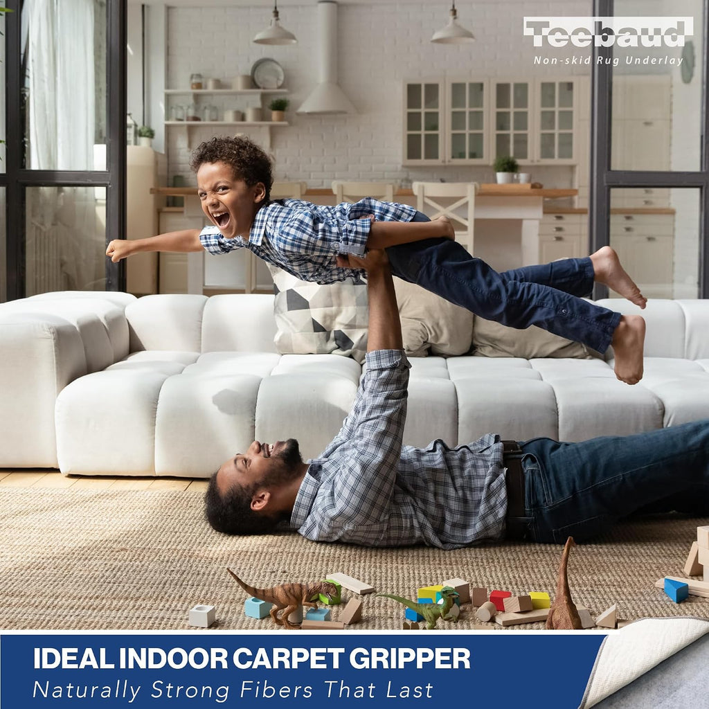 5' x 7' Non-Slip Rug Pad, Reversible Gripper, Non Skid Pads for Hardwood, Vinyl, Tile, Laminate Floors, Keep Area - Set of 35
