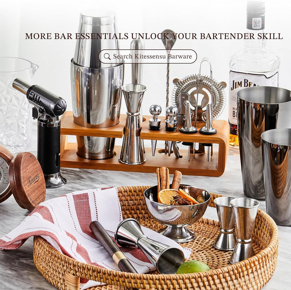 Cocktail Shaker Set Bartender Kit with Stand | Bar Set Drink Mixer Set with All Essential Bar Accessory Tools: - Set of 15