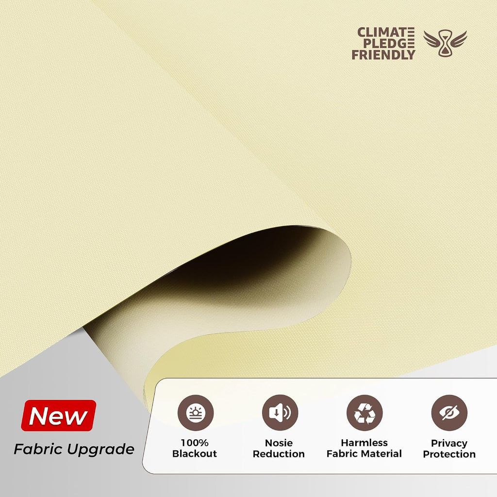 No Drill No Tools Blackout Roller Shades for Windows, (Beige 34 x 48), Renter-Friendly, UV Protection, no-Drill
