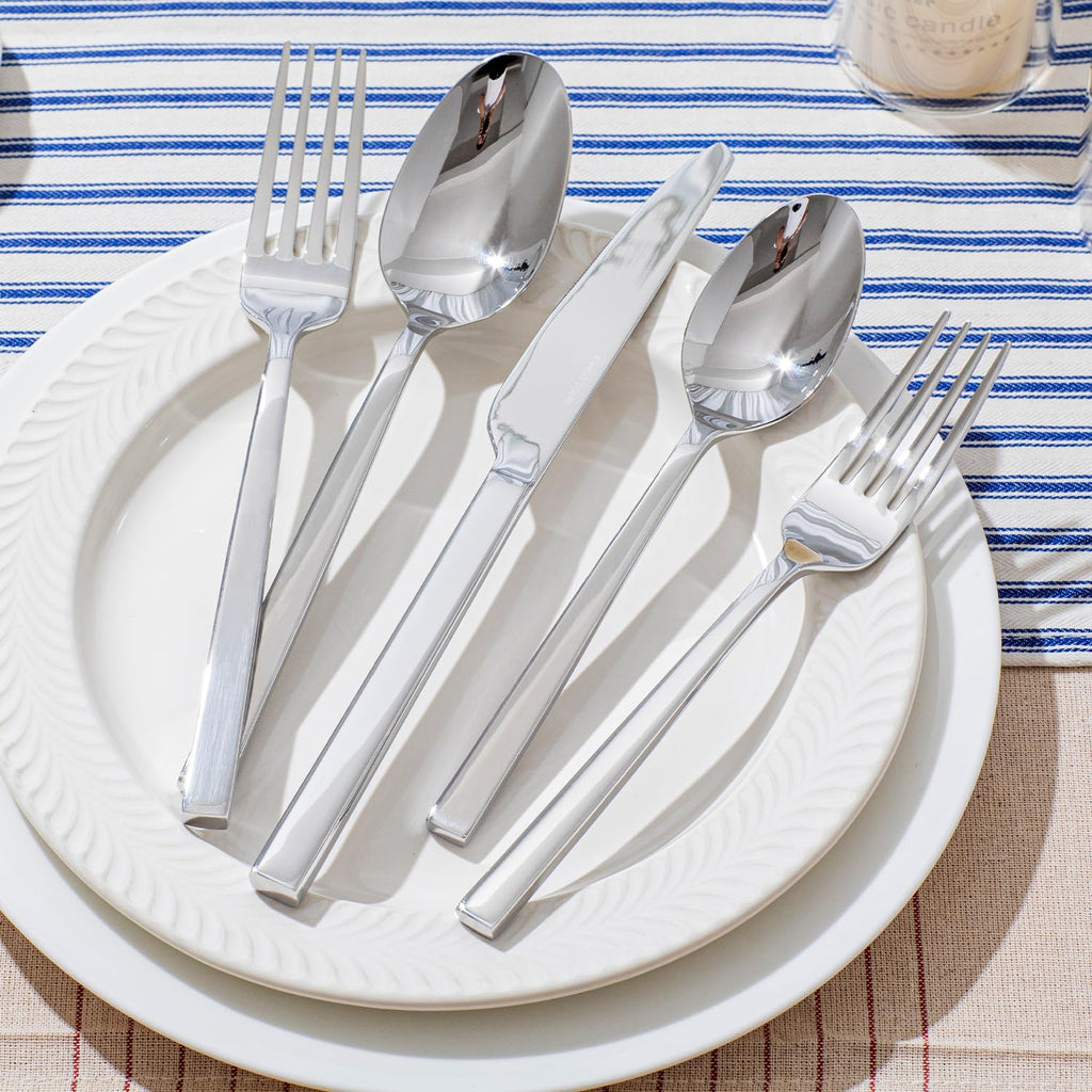 Silverware Set for 8, 40Pcs Flatware Set, Square Handle Stainless Steel