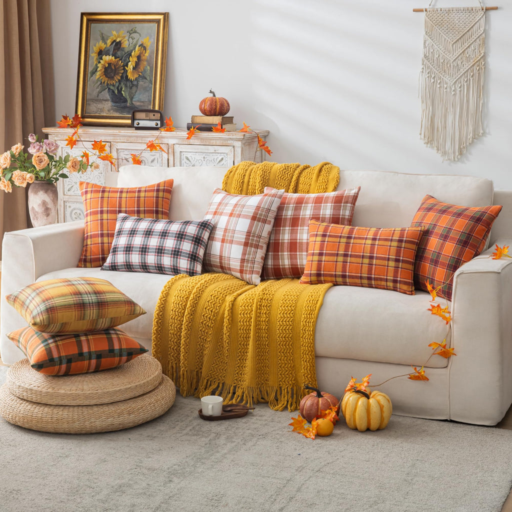 Christmas Plaid Throw Pillow Covers Black 20 x 20 mas Decor
