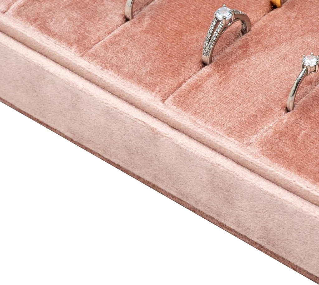 Multiple Velvet Ring Storage Organizer Display Tray Jewelry Box