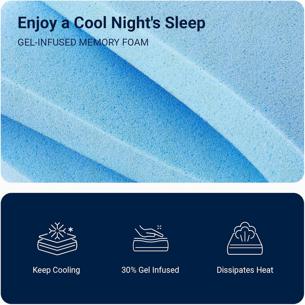 Queen Mattresses, 10 Inch Queen Size Mattress with Gel Memory Foam for Cool Night & Pressure Relief, Bed Mattress in