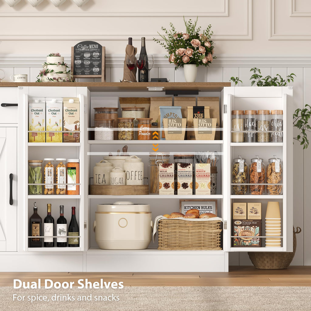 71"W Kitchen Buffet Cabinet with Storage, Large Coffee Bar Cabinet