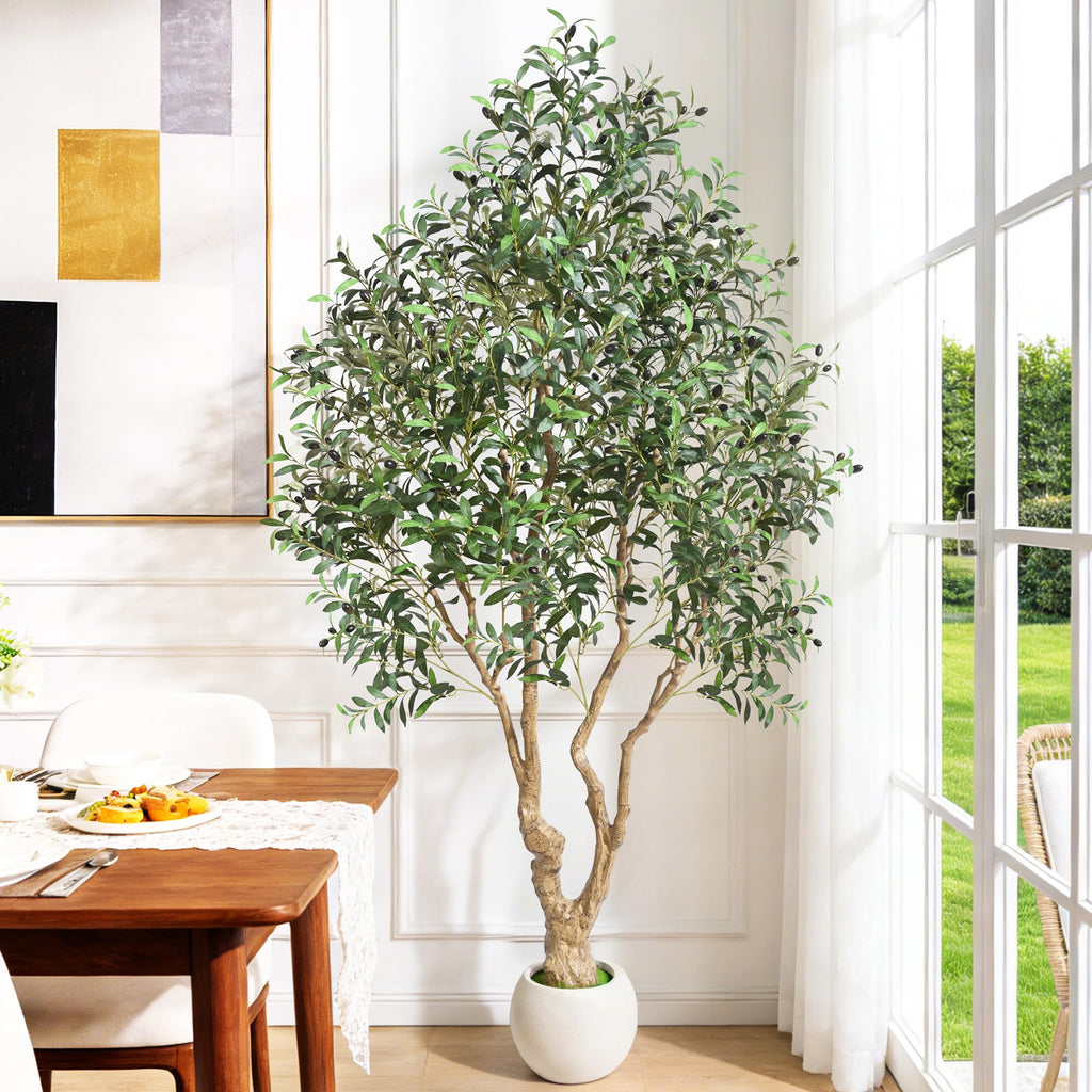 7 FT Faux Olive Tree, Realistic Tall Olive Trees Artificial Indoor