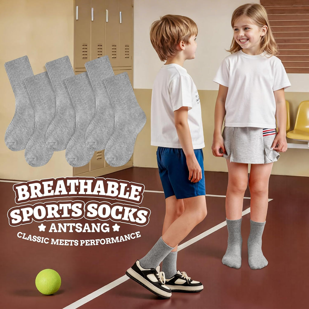 Kids School Athletic Sports Cotton Socks,Teen Girls Boys Crew Socks