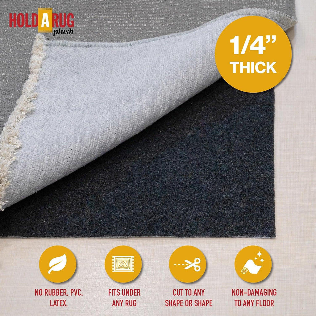 Plush 5' x 7' Nonskid, Nonslip Rug Pad, Reversible Gripper, 1⁄4 Thick, Safe for All Floors and Carpet - Set of 35