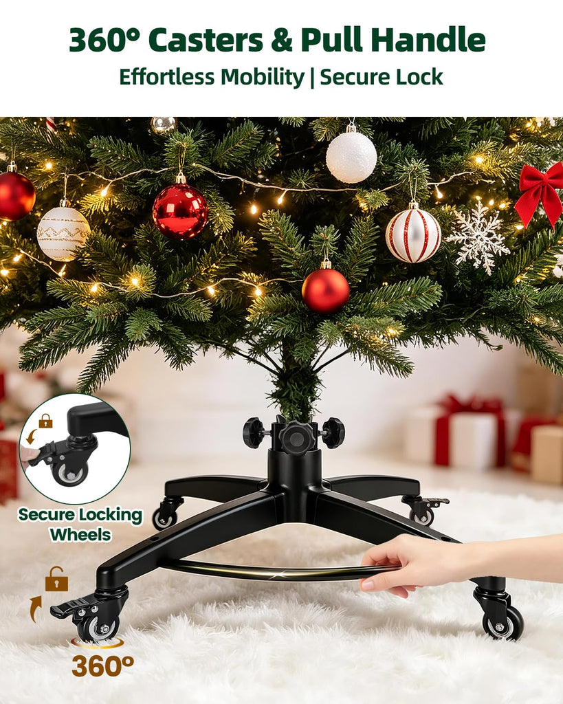 Rolling Christmas Tree Stand on Wheels for Up to 12 FT Artificial Trees