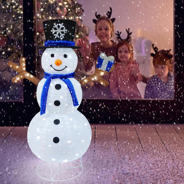 Outdoor Snowman Lighted, Pop-Up Snowman Outdoor Yard Christmas Decorations Prelit 100 Lights, Collapsible Lighted