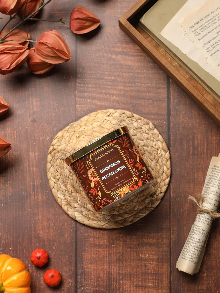 Fall Candles, Cinnamon Pecan Scented Candle,14oz 3 Wicks Soy Wax Candle - Set of 14