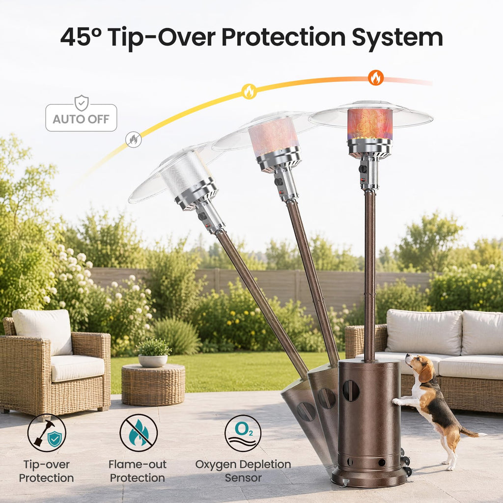 48, 000 BTU Patio Heaters for Outdoor Use with Sandbox Wheels