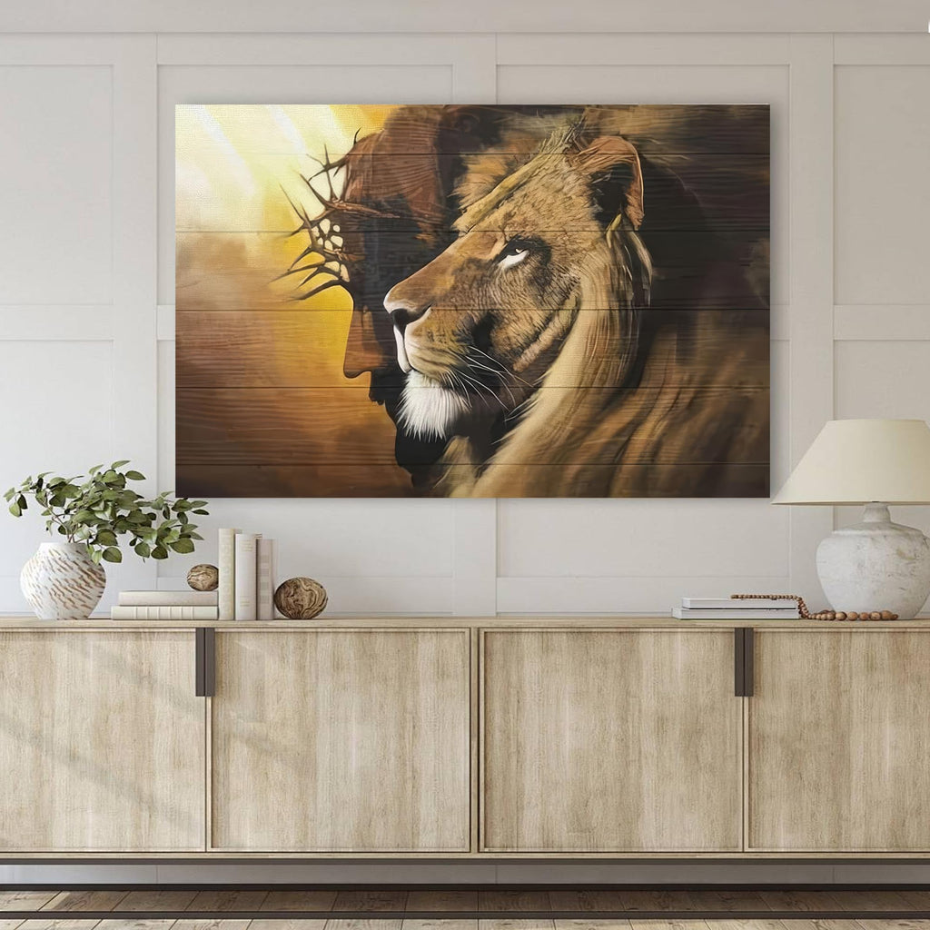 Framed Jesus Christ Canvas Wall Art The Lion of Judah Christian Painting Prints Biblical Wall Decor Religious Room