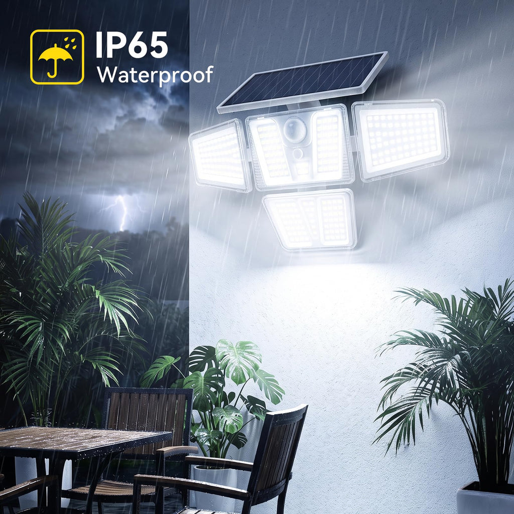 Solar Flood Lights Outdoor, White Motion Sensor Lights