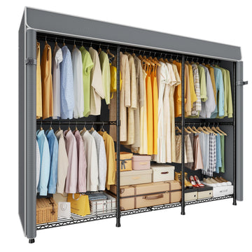 E14C Pro Heavy Duty Closet Organizer System, Freestanding Clothing Racks for Hanging Clothes, Adjustable Garment Rack