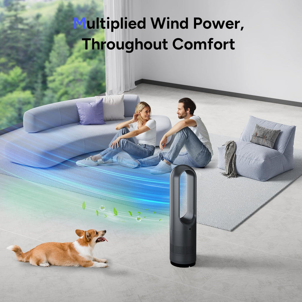 Bladeless Fan,22Inch Hot & Cooling Combo Tower Fan 80° Oscillating, 9H Timer, 8 Speeds, Portable Quiet for Indoor