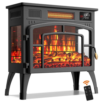 Electric Fireplace Heater 23" w/Remote, 3D Flame Effects, 750/1500W Electric Heater Fireplace w/Timer, Overheat