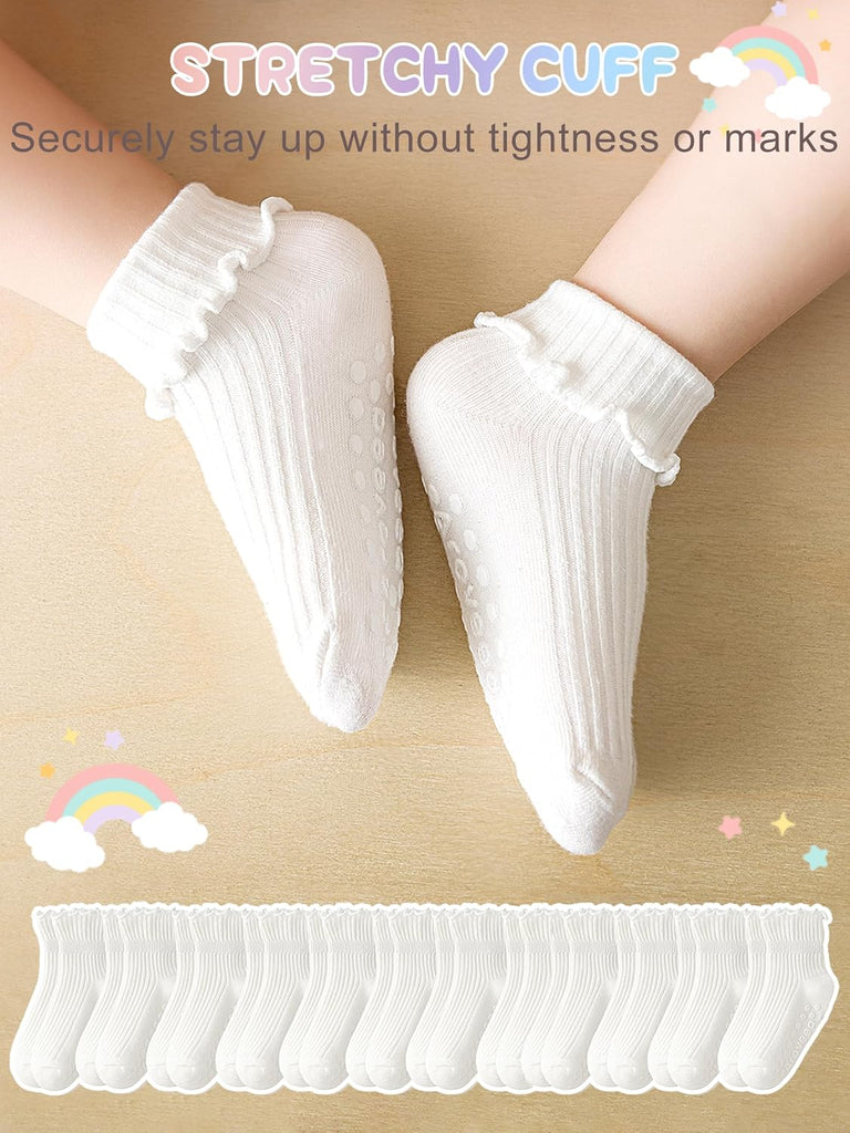Toddler Girls Socks 12 Pack Grip Kids Cotton Socks for Toddlers 6M