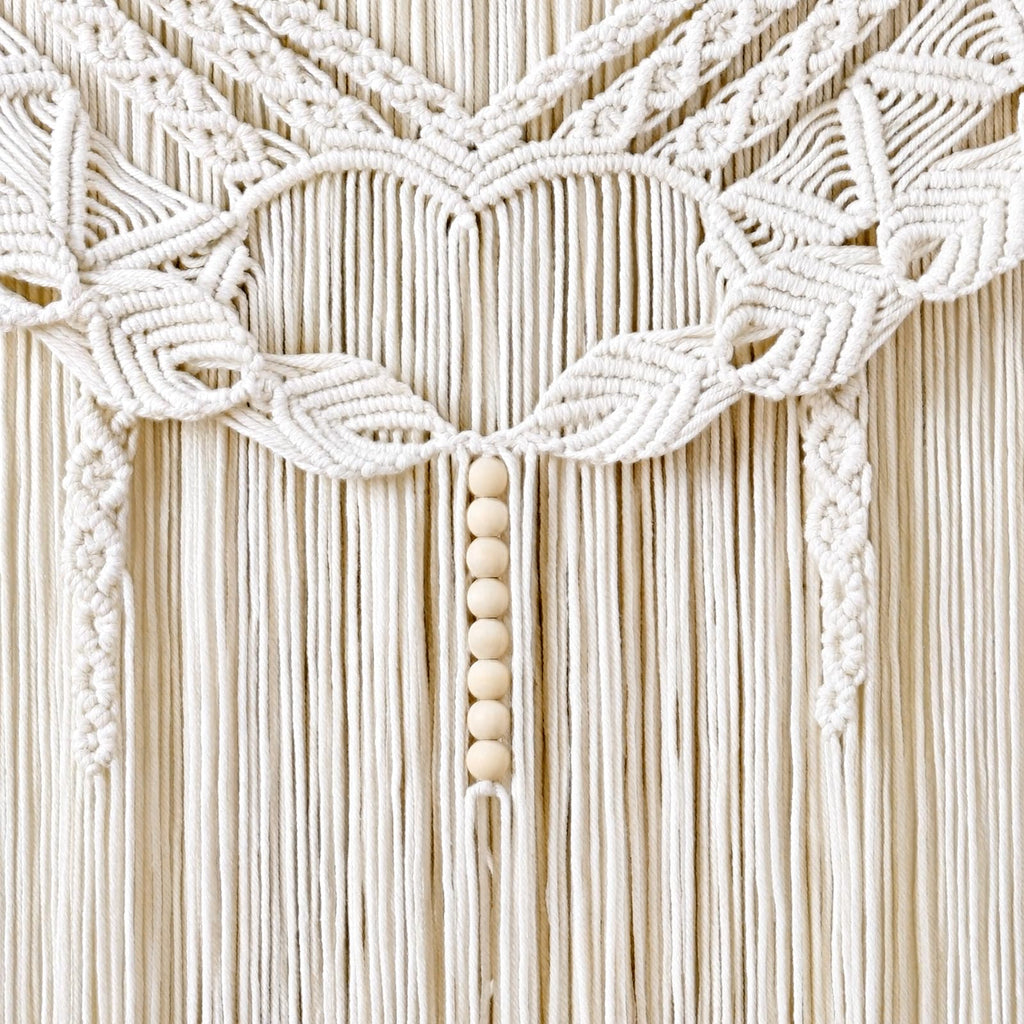 Macrame Wall Hanging Large Boho Chic Woven Tapestry Beige Tassels