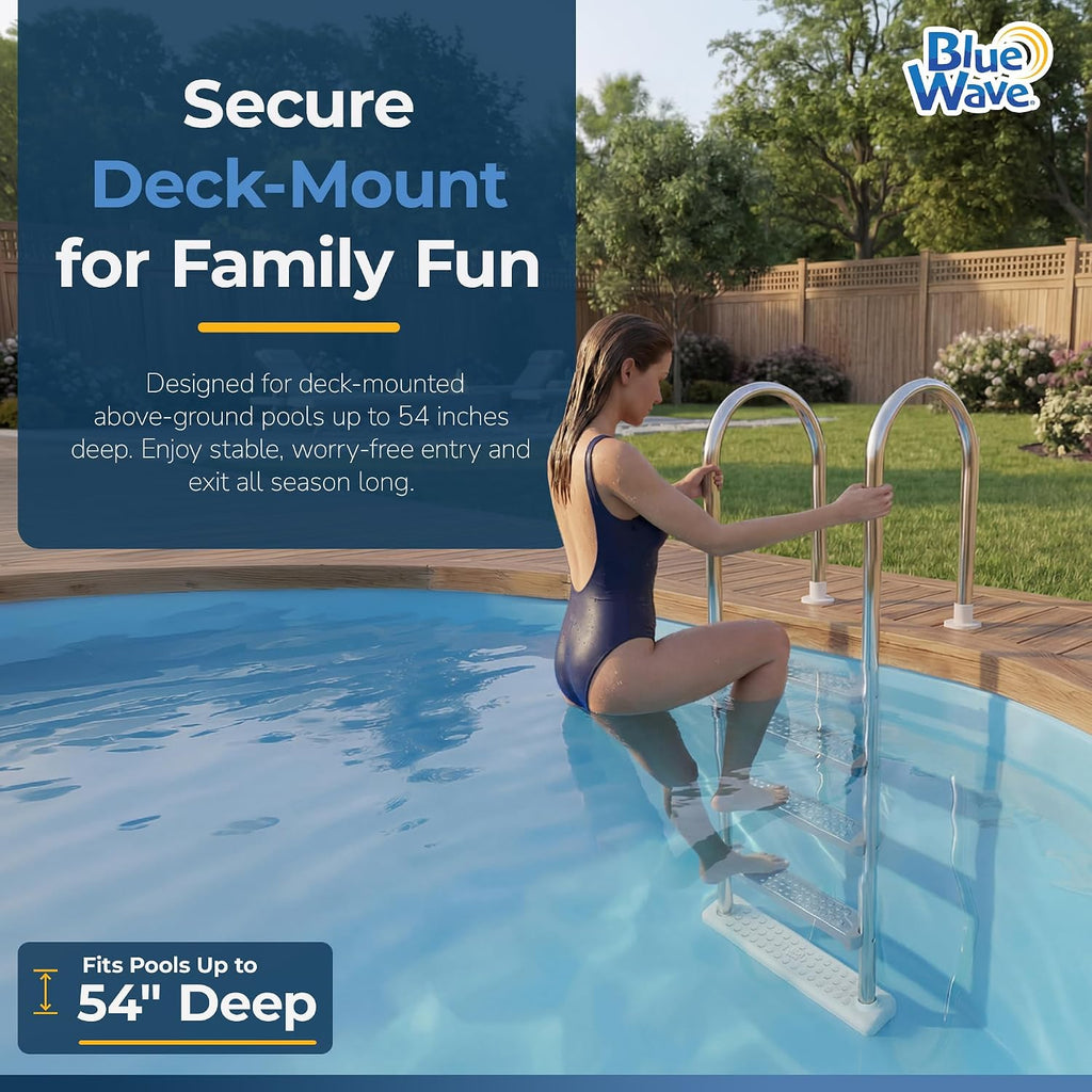 Wave Premium Stainless Steel in-Pool Ladder for Above Ground Pools