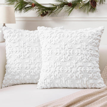 Set of 2 Xmas Soft Plush Short Wool Velvet Decorative Throw Pillow Covers Square Luxury Style Cushion Case Pillow