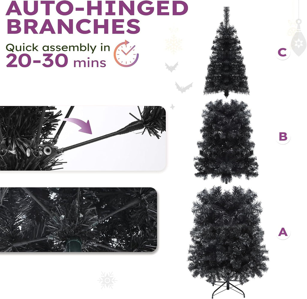 Prelit Black Pencil Christmas Tree with Remote