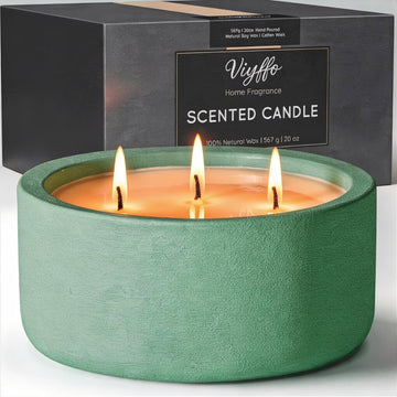 20oz Large Scented Candle - Lemongrass & Bergamot, 3 Wick Home Scented Candle for Women and Men, Non Toxic Soy - Set of 20