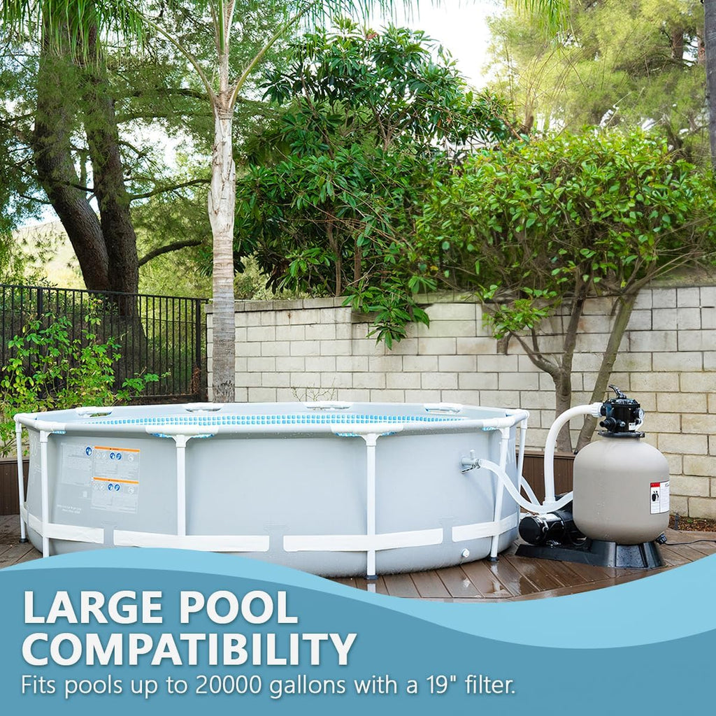 19" Sand Filter with 1.5HP Pool Pump High Flow 4,500GPH for Above Ground Swimming Pool Media System up to 18,000