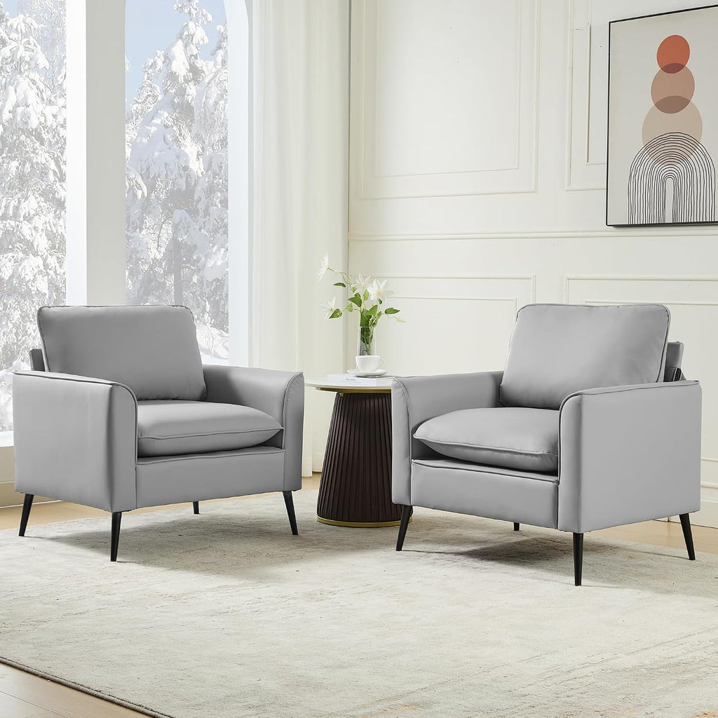 Grey Faux Leather Accent Chair - Set of 2