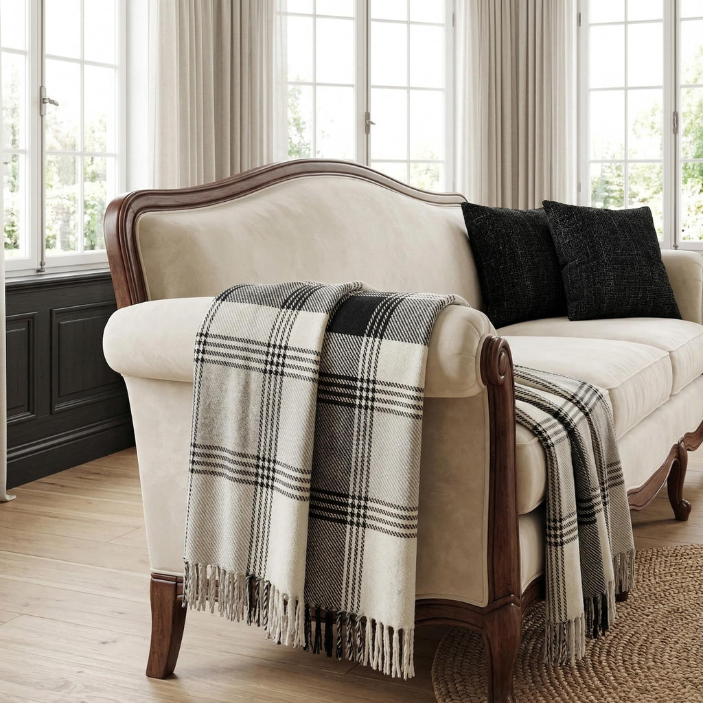 50x60 Throw Blanket - Soft and Breathable Cotton Throw Blanket for Couch, Bed, Chair - Decorative Blankets Perfect
