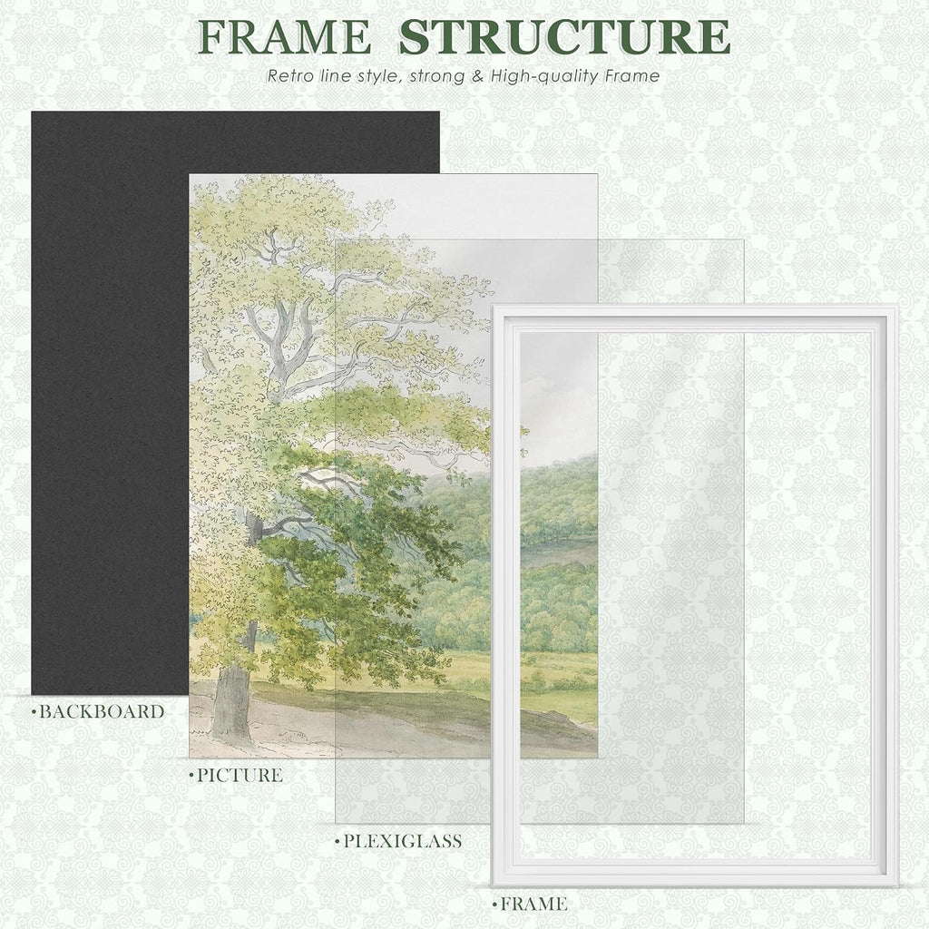 24x36 Poster Frame, Solid Wood Frame with Wide Edges, White, 1 Pack | Display 24x36 Without Mat, Horizontal or