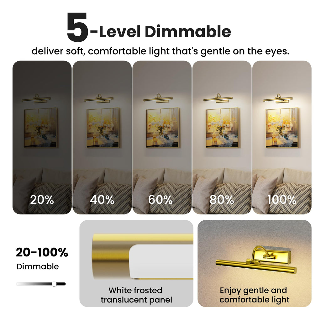 Picture Light for Wall Battery Powered, 13'' Cordless Frame Painting Light with 6000mAh Rechargeable Battery