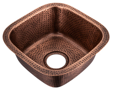 Kitchen & Bar Sink - 15-inch Atlas Dual Mount Drop Sink, Hand Hammered Pure Copper Sinks, Drop in Bar Sinks or