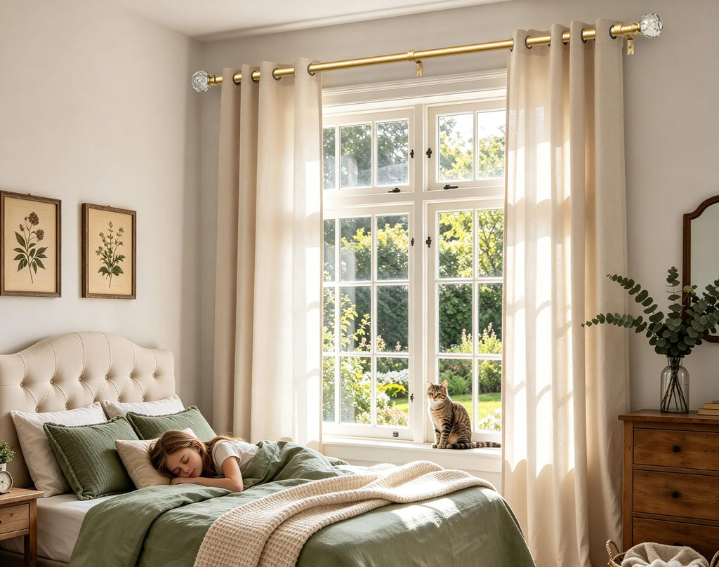 Gold Curtain Rods for Windows 32-58 Inches Heavy Duty Drapery Rod