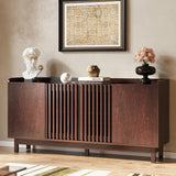 63" Storage Cabinet, Buffet Cabinet with Grille Doors and 2 Adjustable Shelves, Mid Century Sideboard for Kitchen