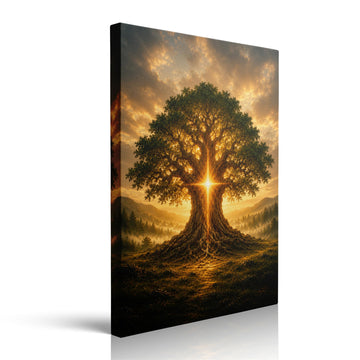 Tree of Life Canvas Wall Art Framed Spiritual Landscape 16x24 Inch