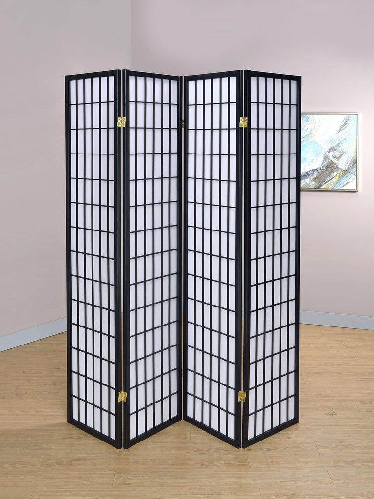 Roberto 70-Inch Living Room Four-Panel Room Divider, Black 4624
