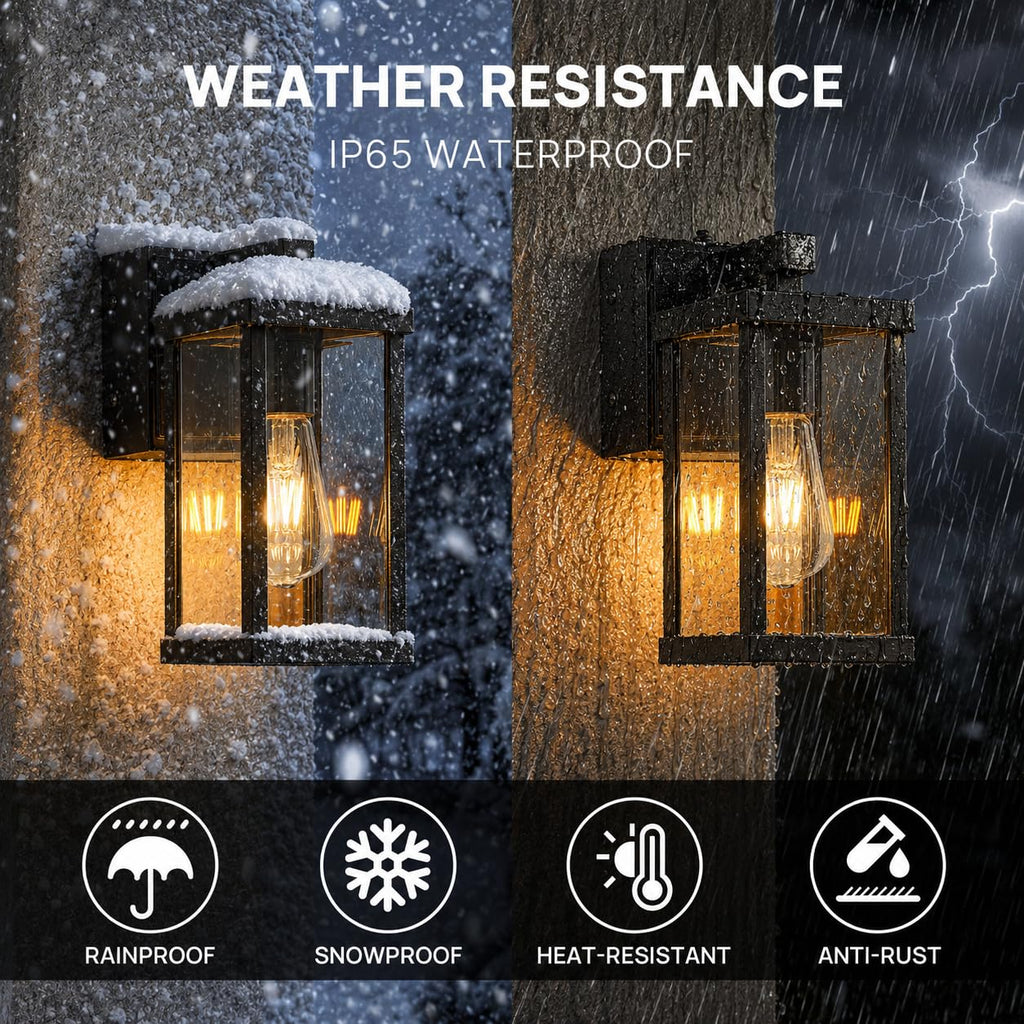 Porch Lights with GFCI Outlets Dusk to Dawn Outdoor Wall Lights Waterproof Exterior Lighting Fixtures Modern Outside