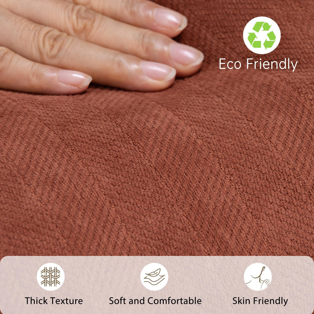 Rust Throw Pillow Covers 20x20 Set of 2 Chenille Fall Pillow Covers with Elegant Design Soft and Luxurious Decorative