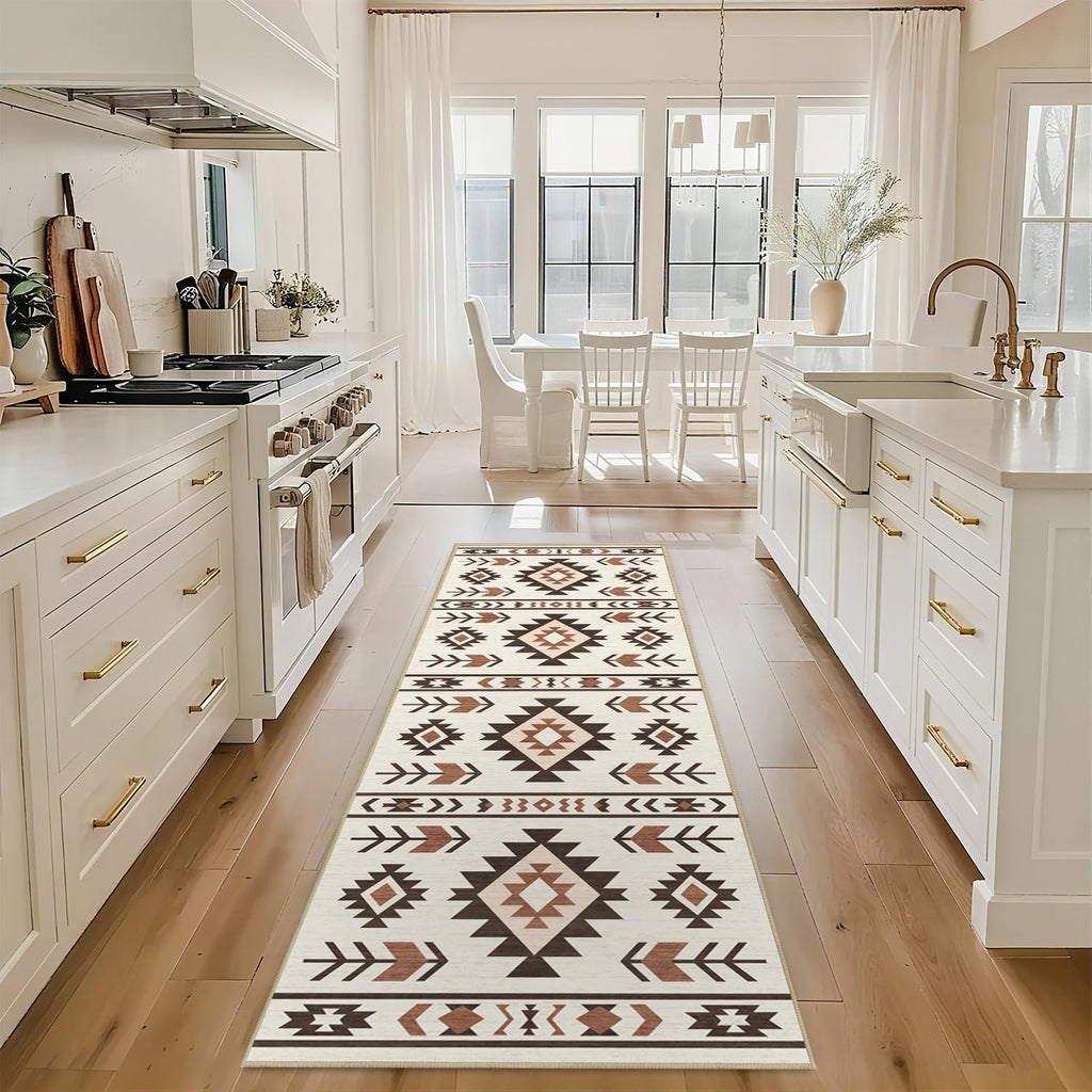 Western Runner Rug Kitchen Bedroom, Southwestern Aztec Tribal Runner Rugs Southwest Navajo Machine Washable Rug